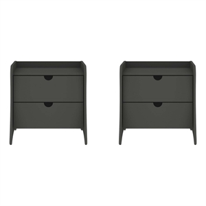Coney Mid-Century Modern 2-Drawer Nightstand in Gray (Set of 2)