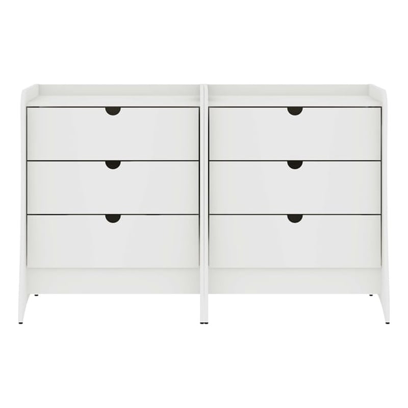 Manhattan Comfort Coney Mid-Century Modern 3-Drawer Dresser in White (Set of 2)