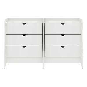 Manhattan Comfort Coney Mid-Century Modern 3-Drawer Dresser in White (Set of 2)