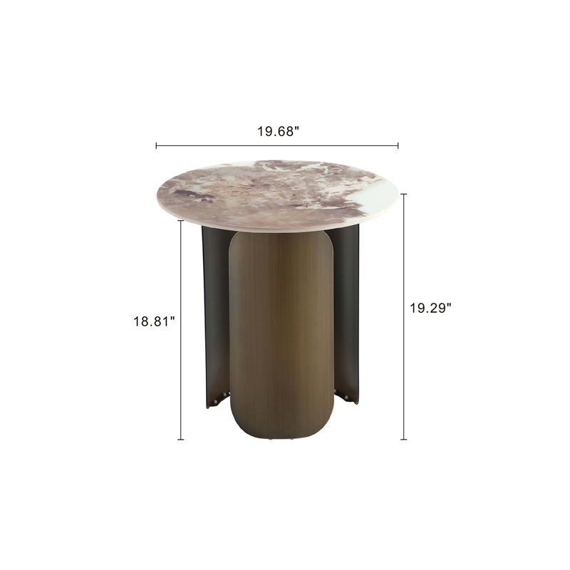Manhattan Comfort Monica Modern End Table with Stainless Steel Base in Gold
