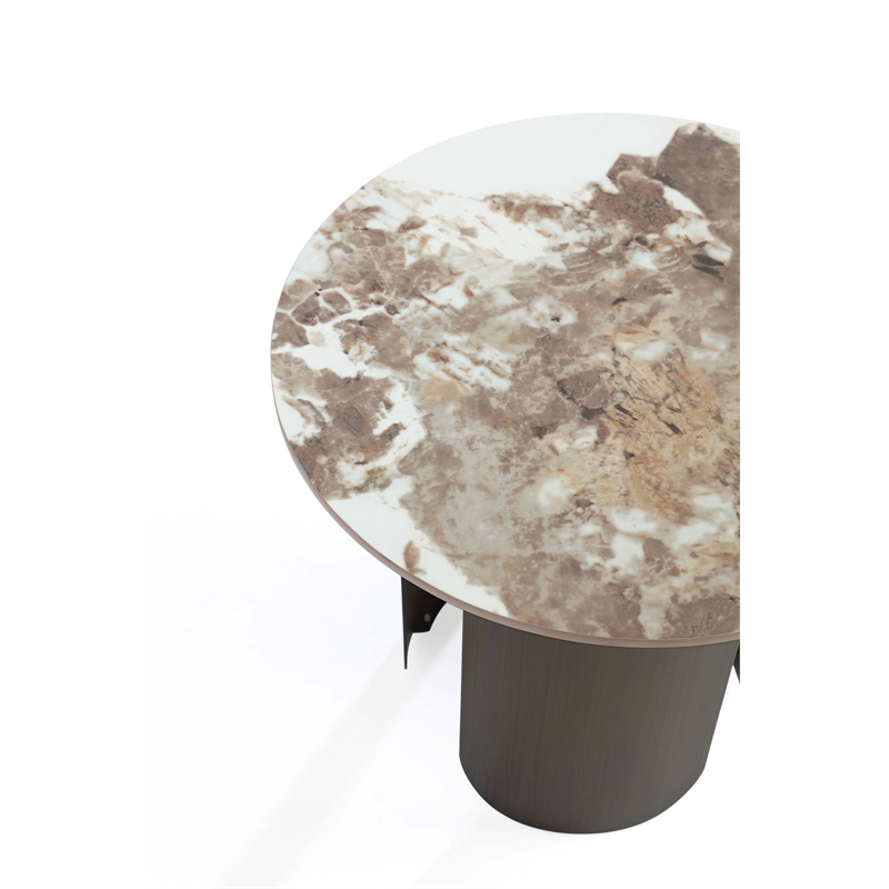 Manhattan Comfort Monica Modern End Table with Stainless Steel Base in Gold