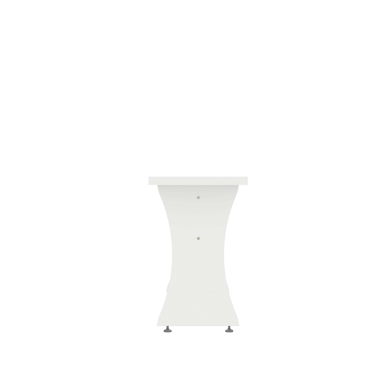 Manhattan Comfort Coney Mid-Century Modern Dining Bench in White (Set of 2)