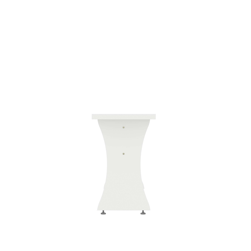 Manhattan Comfort Coney Mid-Century Modern Dining Bench in White (Set of 2)