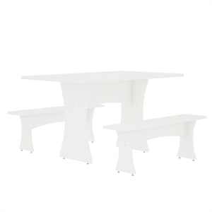 Manhattan Comfort Coney 3-Piece Mid-Century Modern Dining Set in White
