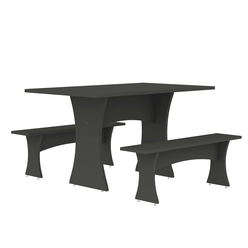 Manhattan Comfort Coney 3-Piece Mid-Century Modern Dining Set in Gray