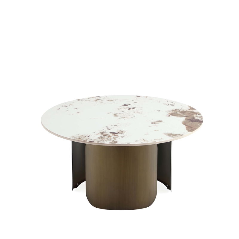 Manhattan Comfort Monica 2-Piece Modern Coffee Table and End Table Set in Gold