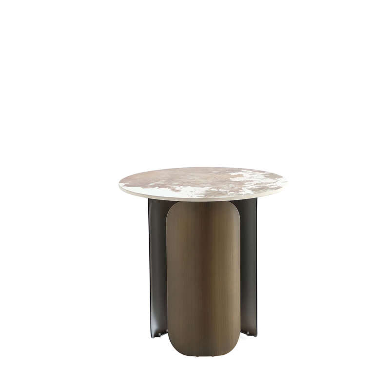 Manhattan Comfort Monica 2-Piece Modern Coffee Table and End Table Set in Gold