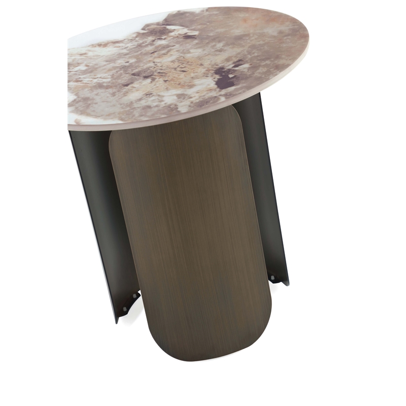 Manhattan Comfort Monica 2-Piece Modern Coffee Table and End Table Set in Gold