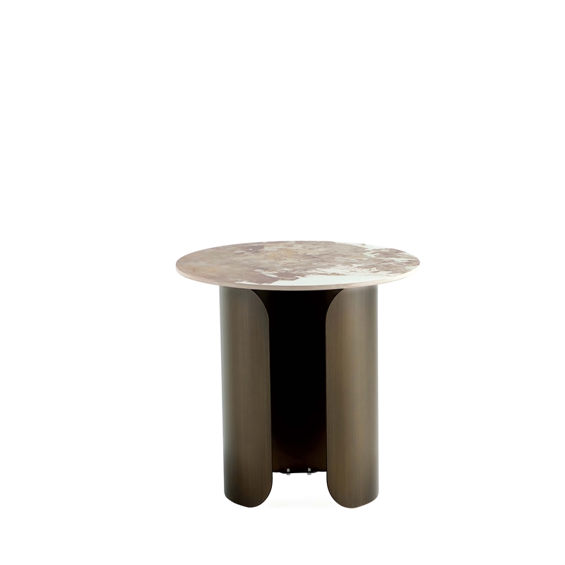 Manhattan Comfort Monica 2-Piece Modern Coffee Table and End Table Set in Gold
