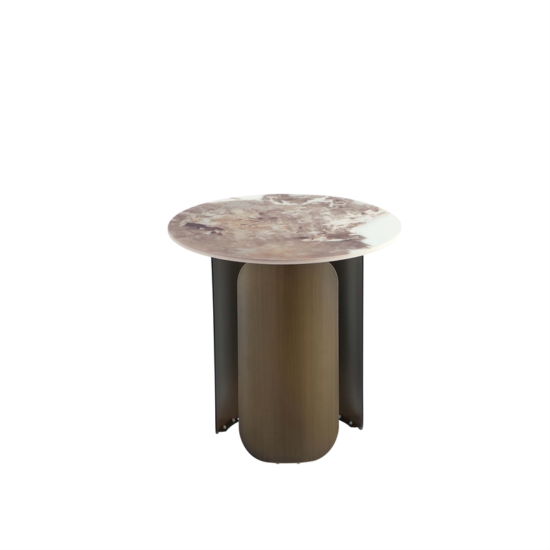 Manhattan Comfort Monica 2-Piece Modern Coffee Table and End Table Set in Gold