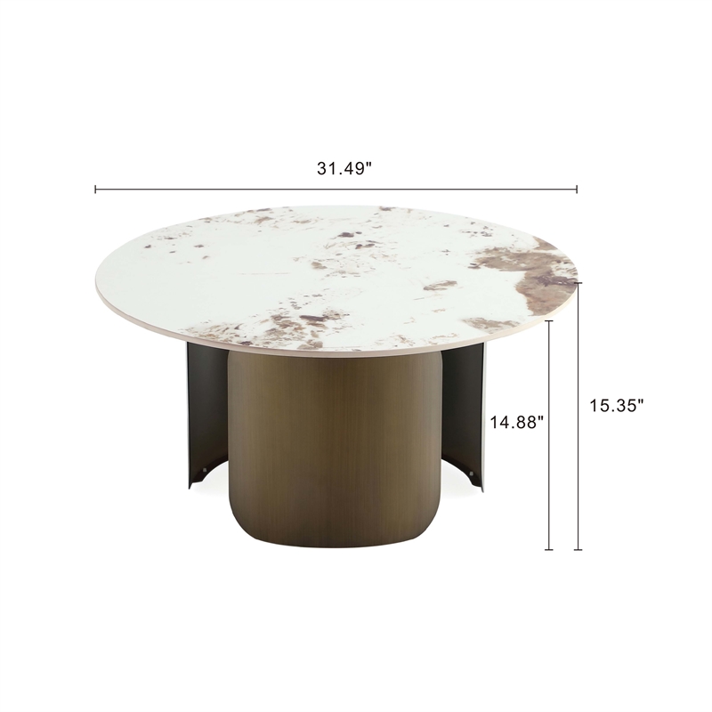 Manhattan Comfort Monica 2-Piece Modern Coffee Table and End Table Set in Gold