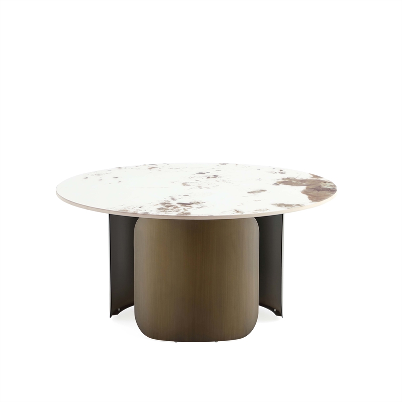 Manhattan Comfort Monica 2-Piece Modern Coffee Table and End Table Set in Gold
