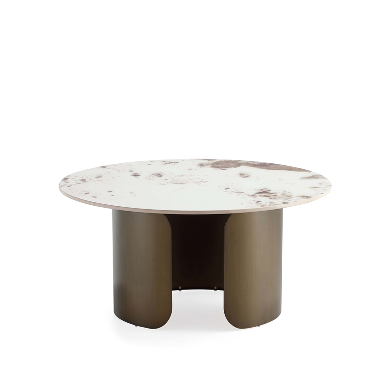 Manhattan Comfort Monica 2-Piece Modern Coffee Table and End Table Set in Gold