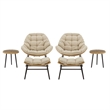 Benson Modern 6-Piece Patio Rocking Chair Set with Ottomans and Tables in Cream