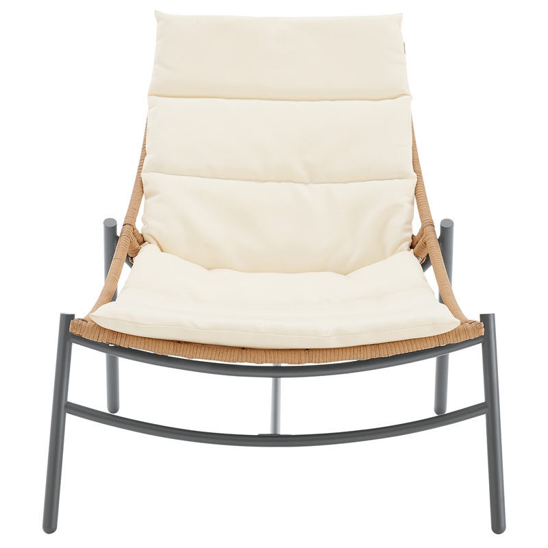 Manhattan Comfort Sunset Modern 3-Piece Patio Conversation Set in Cream