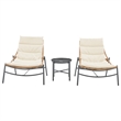 Manhattan Comfort Sunset Modern 3-Piece Patio Conversation Set in Cream