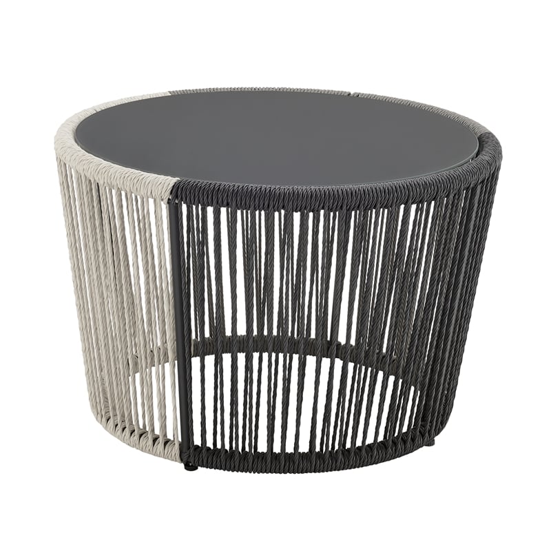 Ashland Modern 3-Piece Patio Conversation Set with Foot Ottomans in Gray
