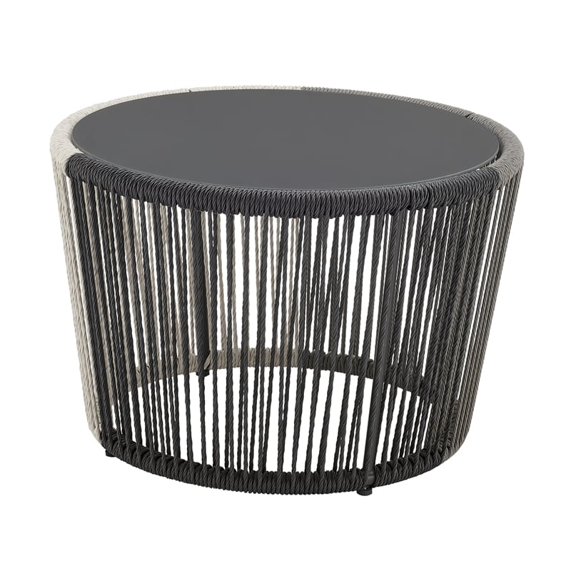 Ashland Modern 3-Piece Patio Conversation Set with Foot Ottomans in Gray