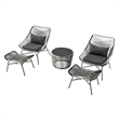 Ashland Modern 3-Piece Patio Conversation Set with Foot Ottomans in Gray