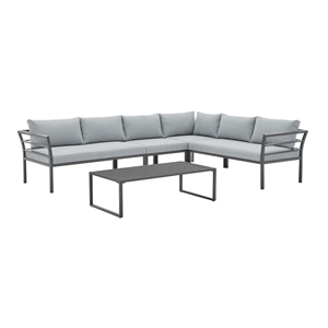 Sunnyside Modern Corner Patio Conversation Set with Table in Gray
