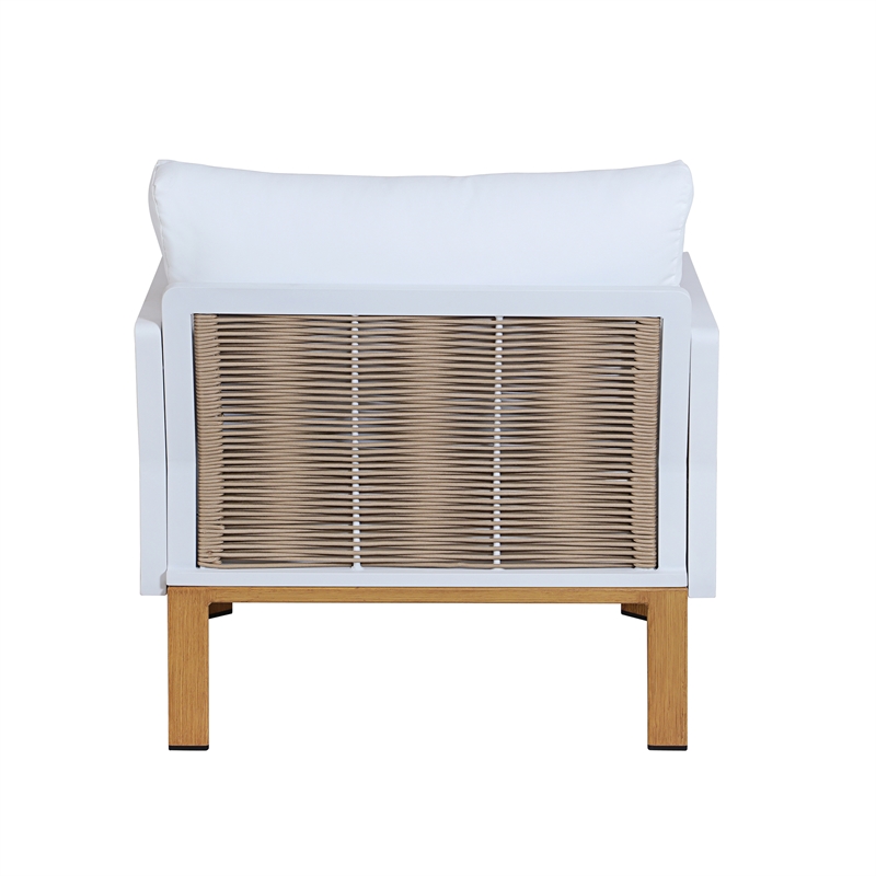 Manhattan Comfort Vine Modern 4-Piece Patio Conversation Set in Cream