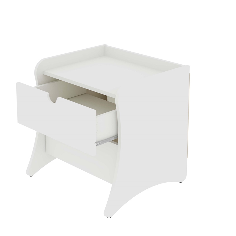 Manhattan Comfort Coney Mid-Century Modern 2-Drawer Nightstand in White