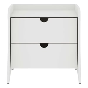 Manhattan Comfort Coney Mid-Century Modern 2-Drawer Nightstand in White