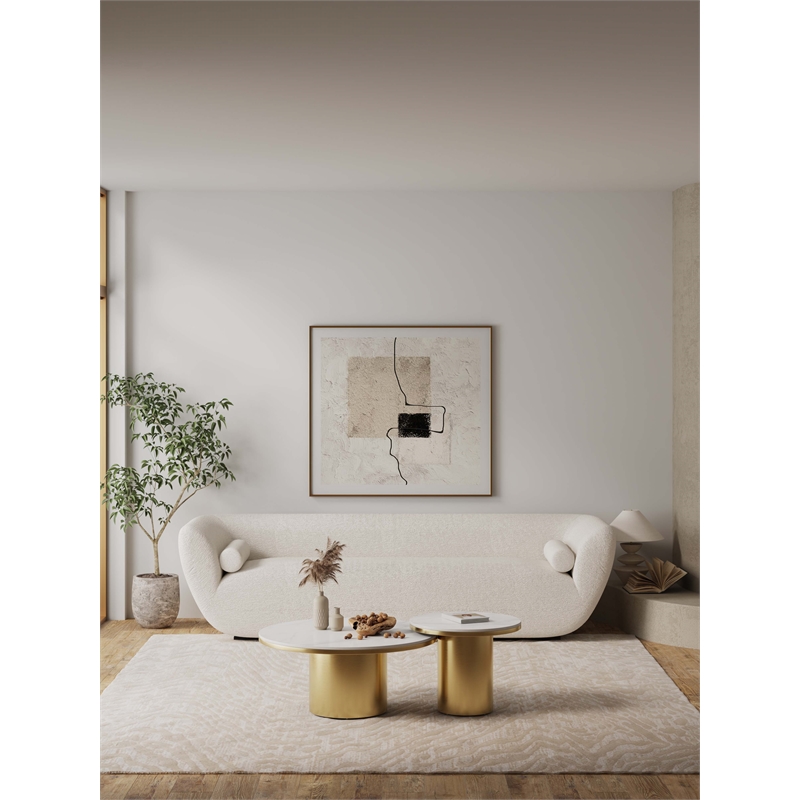 Manhattan Comfort Glenn 2-Piece Modern Coffee Table and End Table Set in Gold