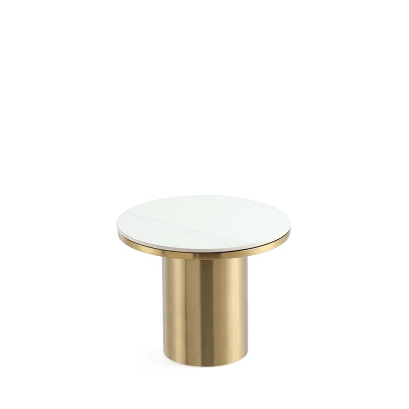 Manhattan Comfort Glenn 2-Piece Modern Coffee Table and End Table Set in Gold