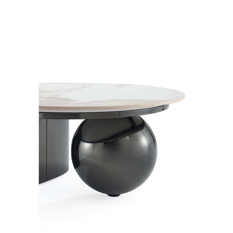Manhattan Comfort Laurel 2-Piece Modern Coffee Table and End Table Set in Black
