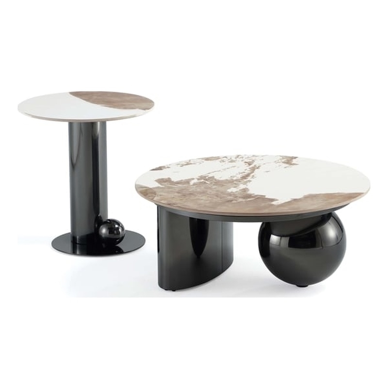 Manhattan Comfort Laurel 2-Piece Modern Coffee Table and End Table Set in Black