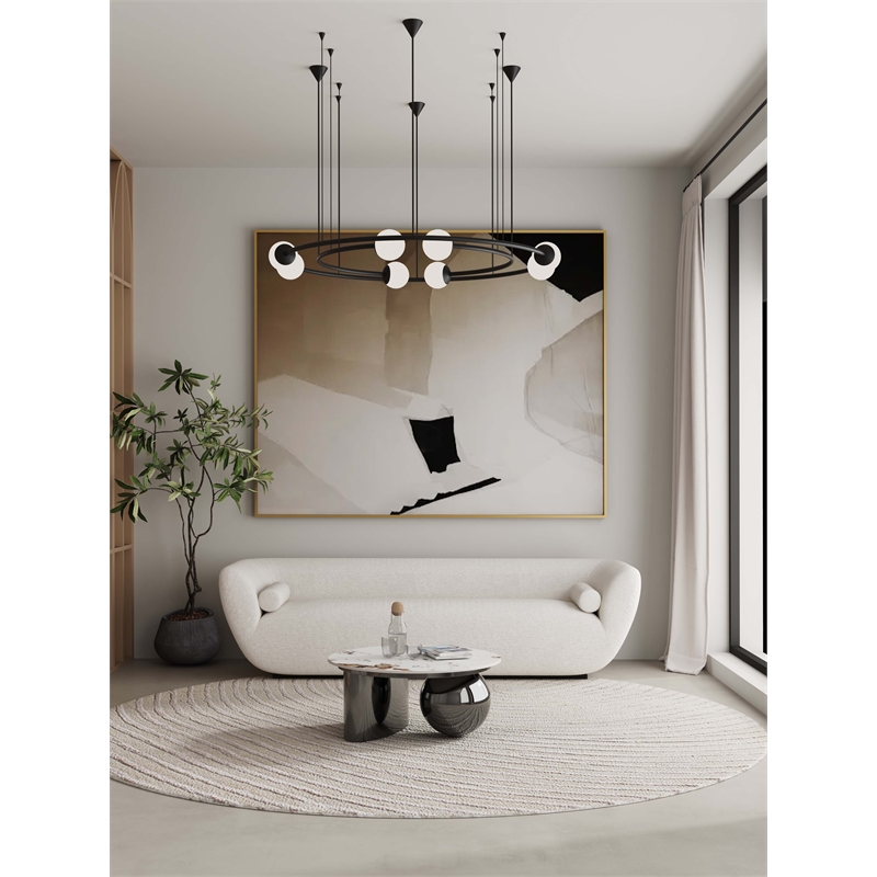 Manhattan Comfort Laurel Modern Coffee Table  with Stainless Steel Base in Black