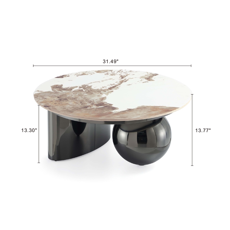 Manhattan Comfort Laurel Modern Coffee Table  with Stainless Steel Base in Black