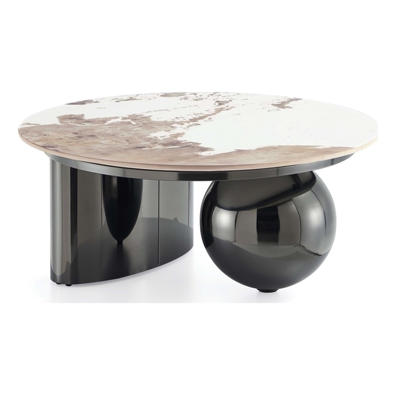 Manhattan Comfort Laurel Modern Coffee Table  with Stainless Steel Base in Black