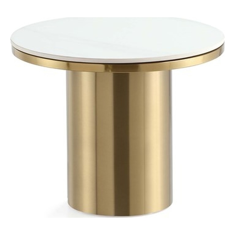 Manhattan Comfort Glenn Modern End Table with Stainless Steel Base in Gold