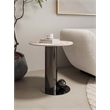 Manhattan Comfort Laurel Modern End Table with Stainless Steel Base in Black
