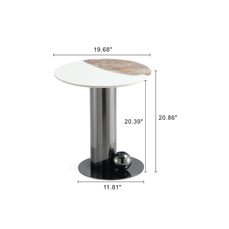 Manhattan Comfort Laurel Modern End Table with Stainless Steel Base in Black