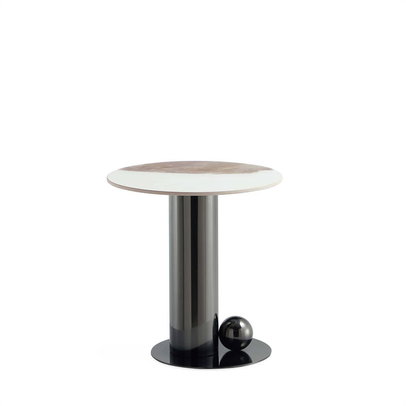 Manhattan Comfort Laurel Modern End Table with Stainless Steel Base in Black