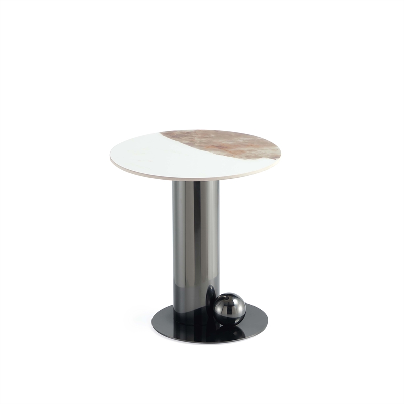 Manhattan Comfort Laurel Modern End Table with Stainless Steel Base in Black