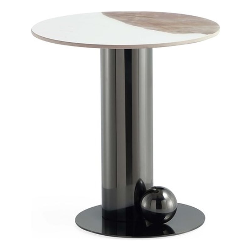 Manhattan Comfort Laurel Modern End Table with Stainless Steel Base in Black