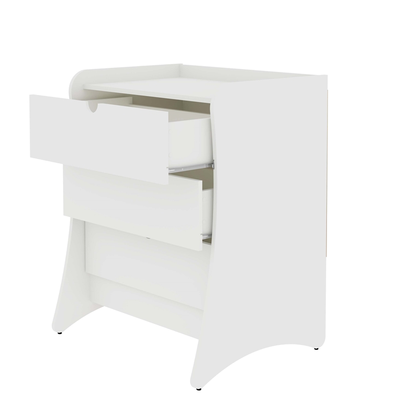 Coney 3-Piece Mid-Century Modern Dresser and Nightstand Set in White