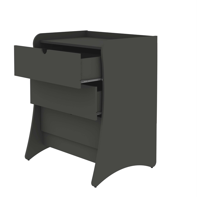 Coney 3-Piece Mid-Century Modern Dresser and Nightstand Set in Gray