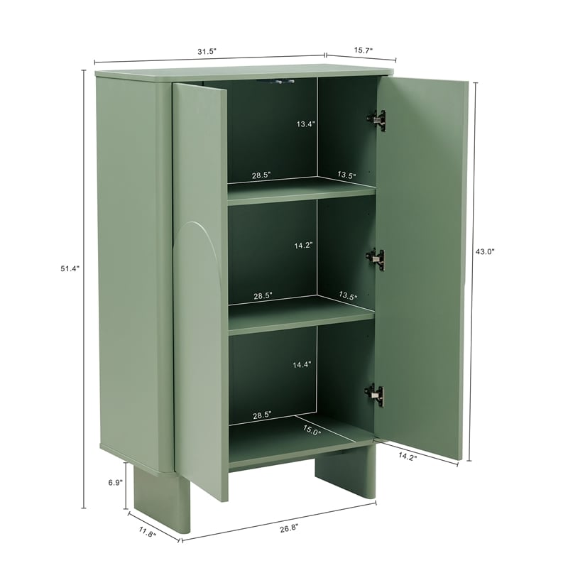 Ella Accent Cabinet in Sage Green made from Engineered Wood