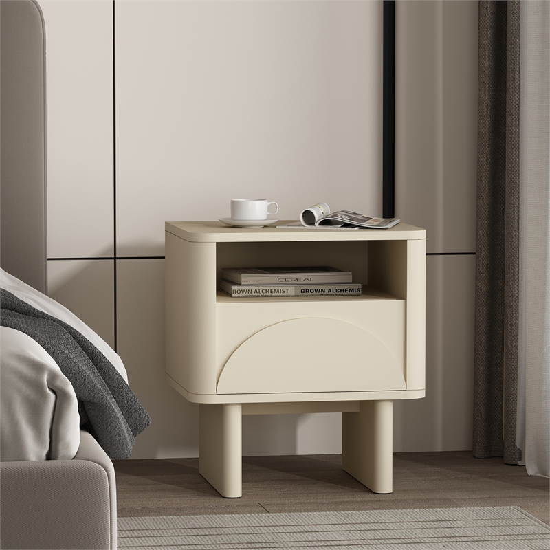 Ella Nightstand in Cream made from Engineered Wood