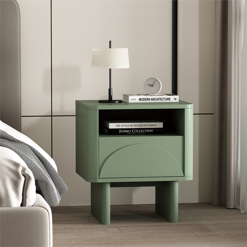 Ella Nightstand in Sage Green made from Engineered Wood