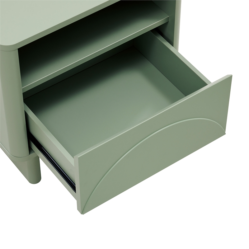 Ella Nightstand in Sage Green made from Engineered Wood