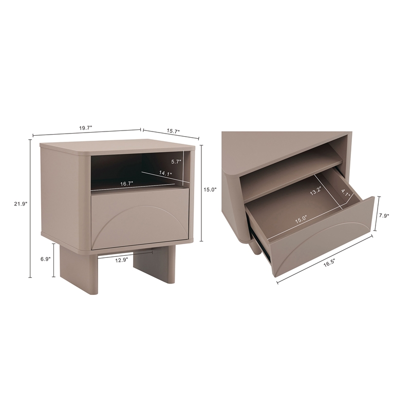 Ella Nightstand in Mocha made from Engineered Wood