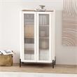 Abbey Decor Glass Cabinet in Maple and Off White made from Engineered Wood