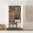 Abbey Decor Glass Cabinet in Maple and Off White made from Engineered Wood
