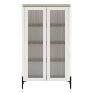 Abbey Decor Glass Cabinet in Maple and Off White made from Engineered Wood